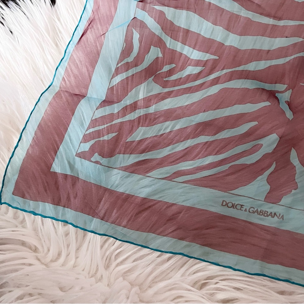 Vintage Dolce and Gabbana Foulards Silk Scarf Neck Zebra Tiger Stripe Italy - Picture 2 of 11